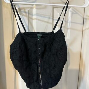 Wild Fable Black Lace Hook-Front Cami Top